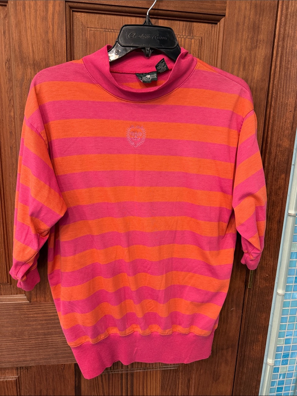 Cabin Creek Bold Pink & Orange Striped Crewneck Sweater